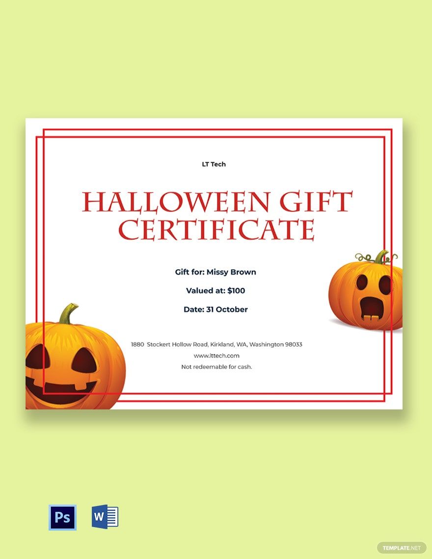 Free Halloween Gift Certificate
