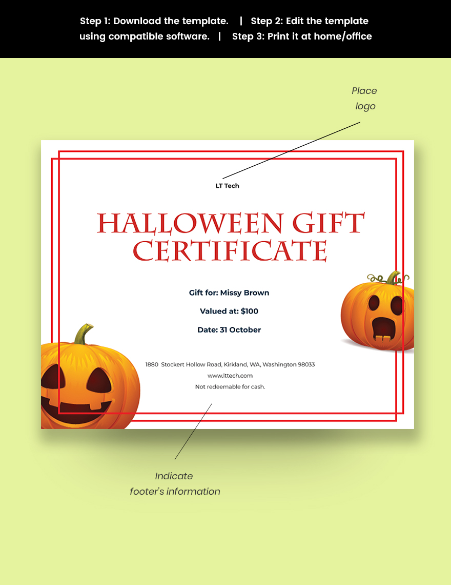 Halloween Gift Certificate Template