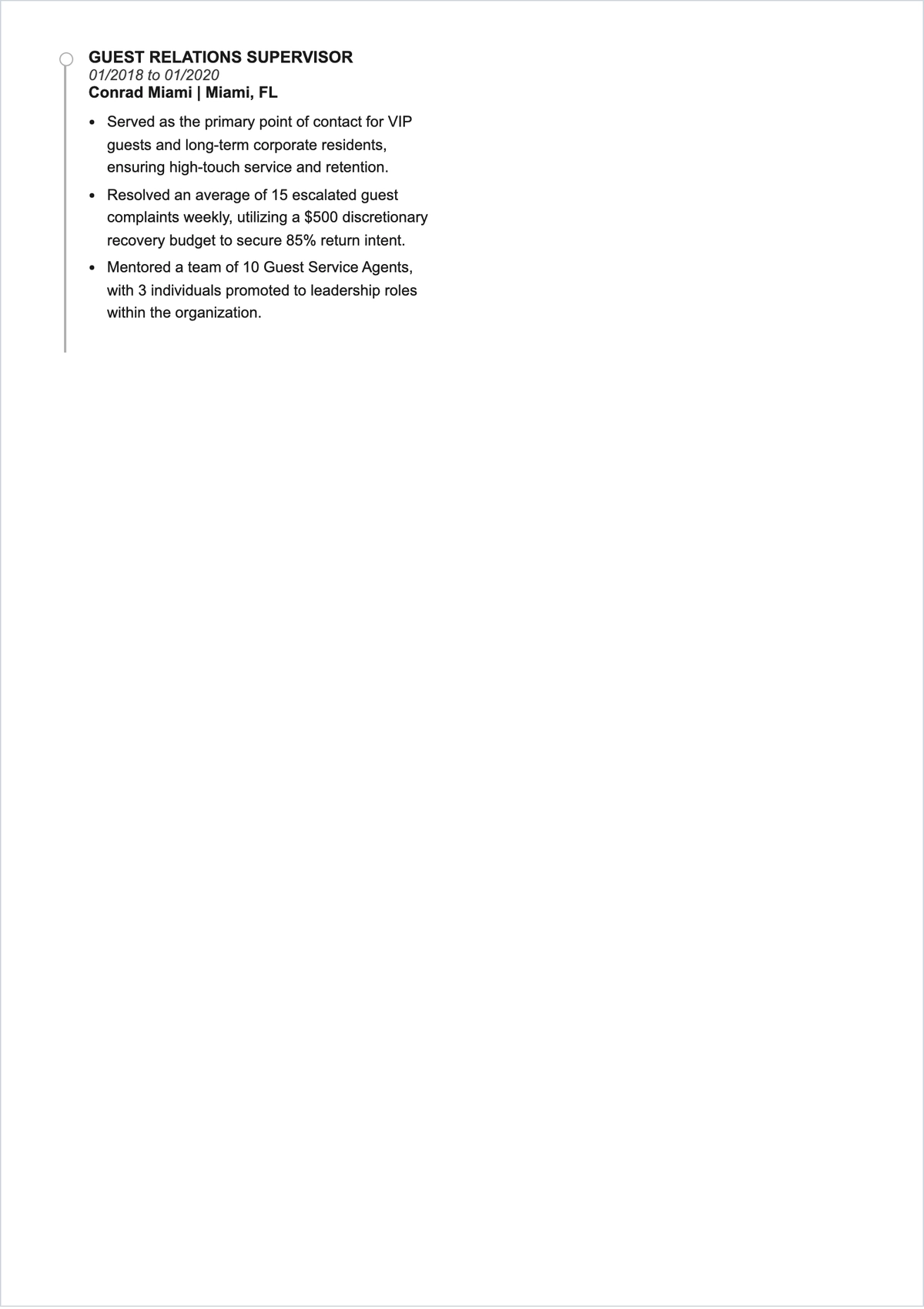 Free Hospitality ATS Resume Template, AI Resume Builder