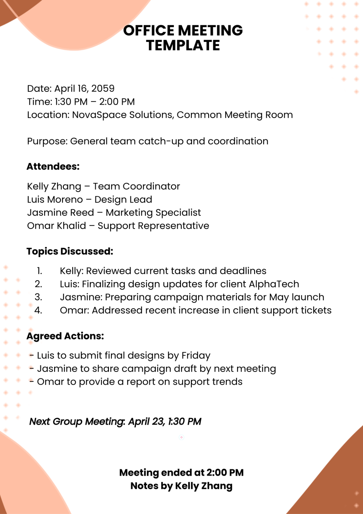 Free Simple Group Meeting Template