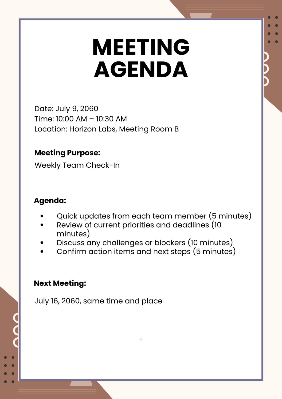 Free Meeting Agenda Template