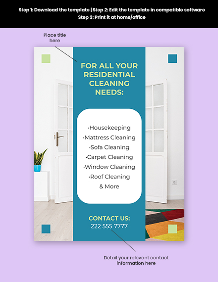 Residential Cleaning Service Yard Sign Template Format