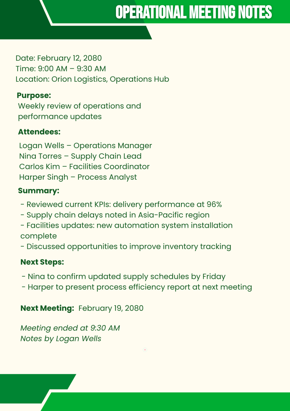 Operational Meeting Template