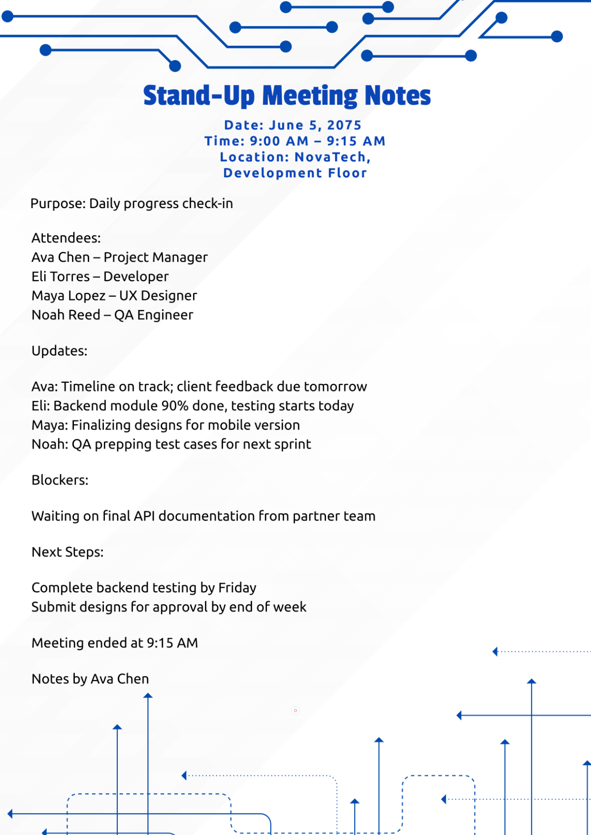 Free Stand Up Meeting Template