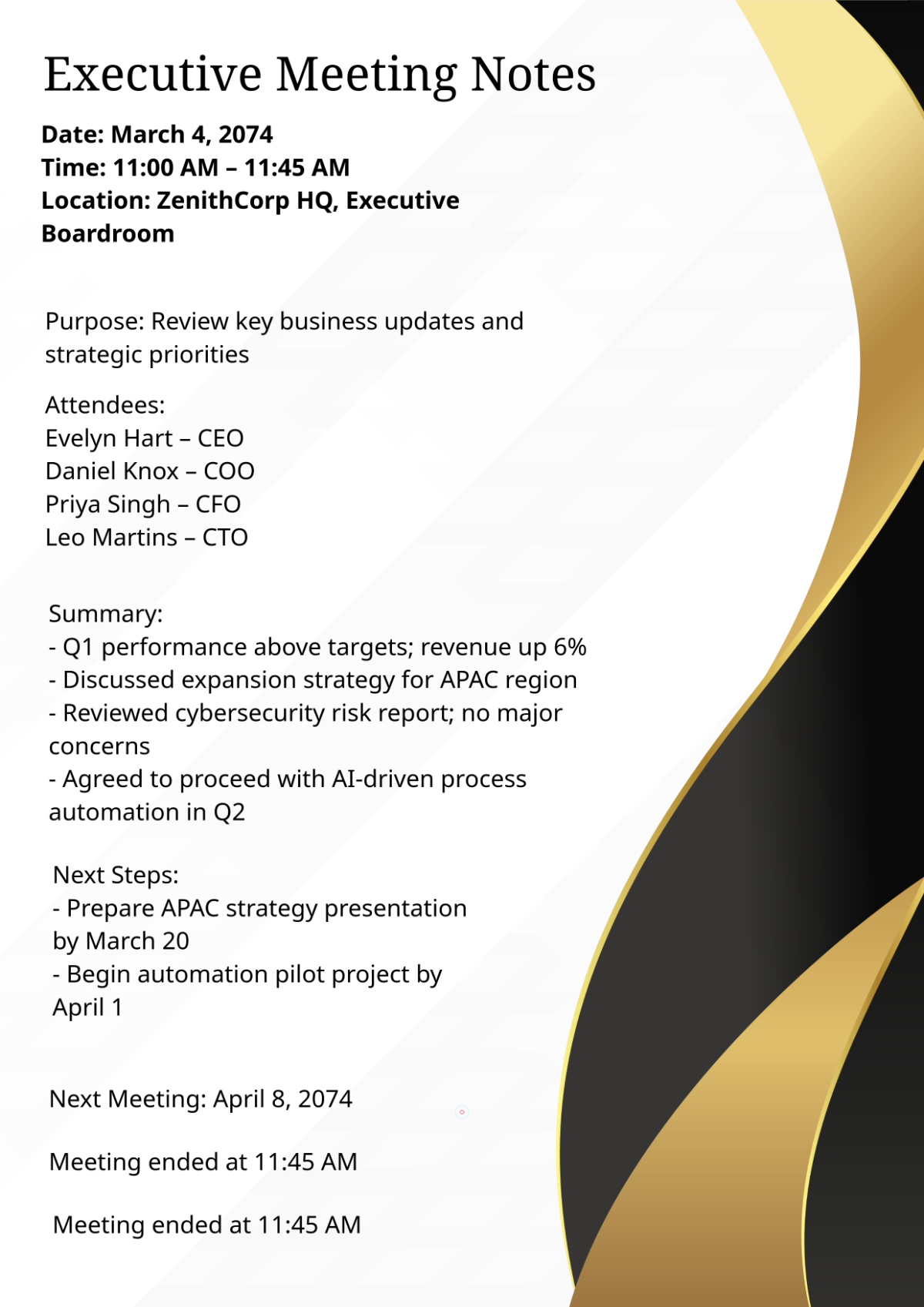 Executive Meeting Template