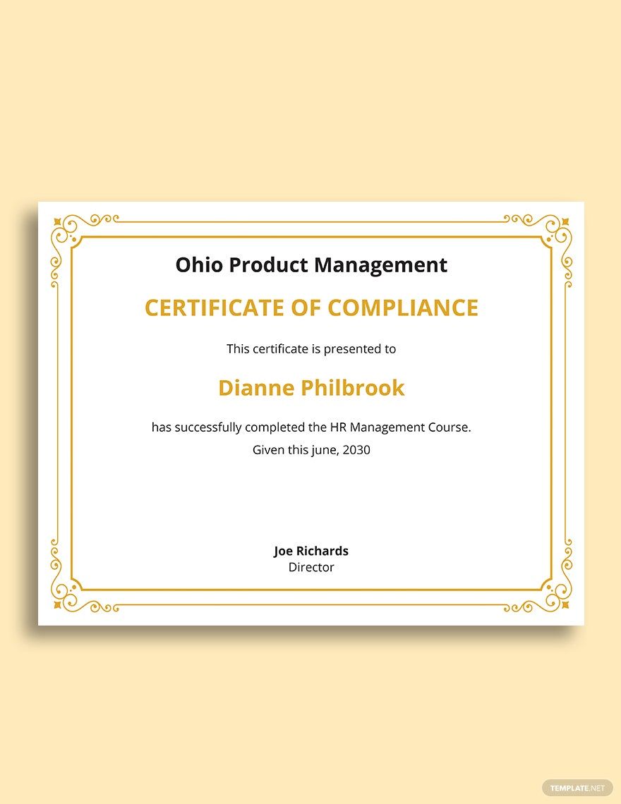 Human Resource Management Certificate Template