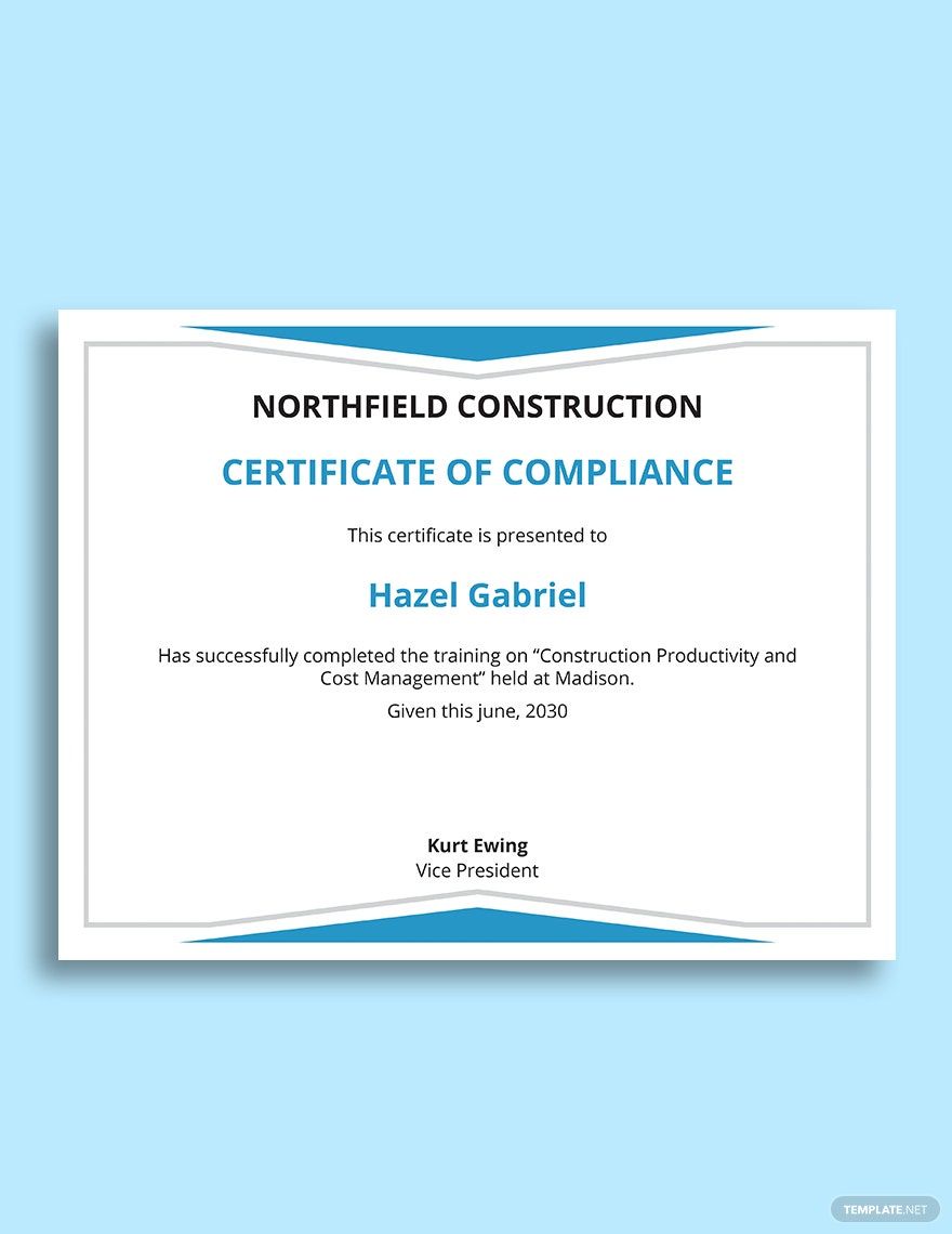 Construction Management Certificate Template