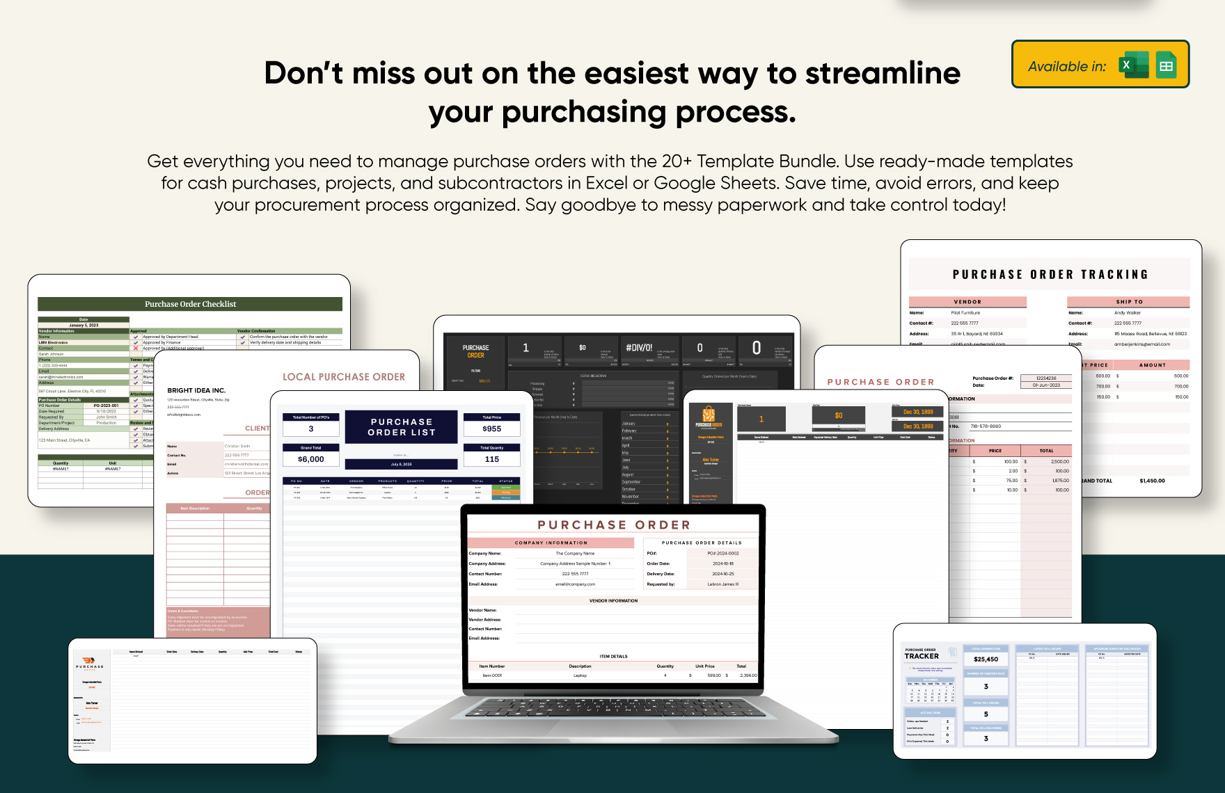 20+ Purchase Order Template Bundle
