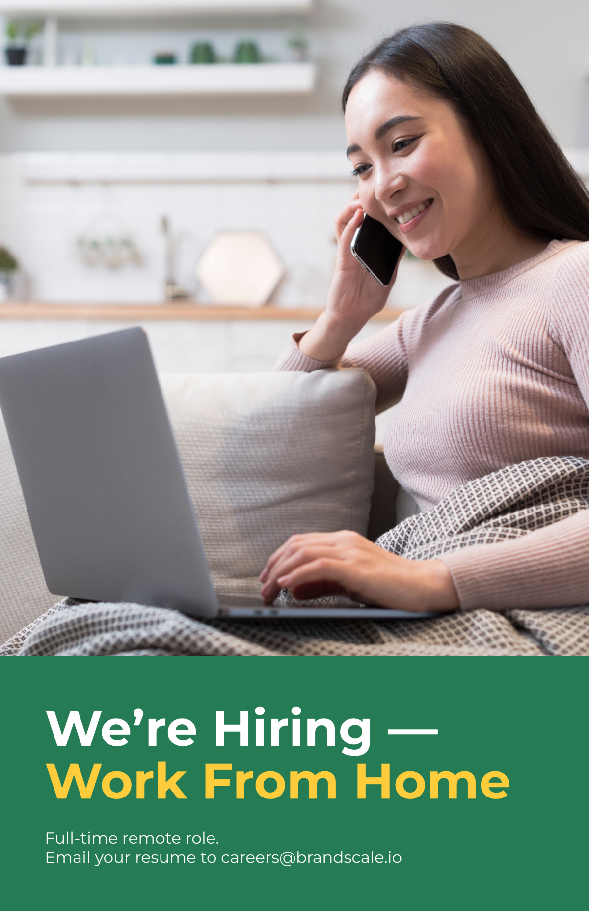 Free Green Work From Home Job Poster Template