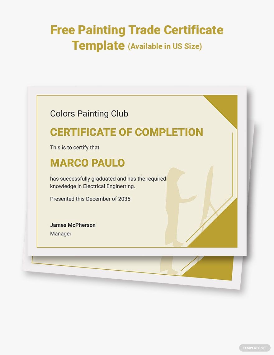 Painting Trade Certificate Template
