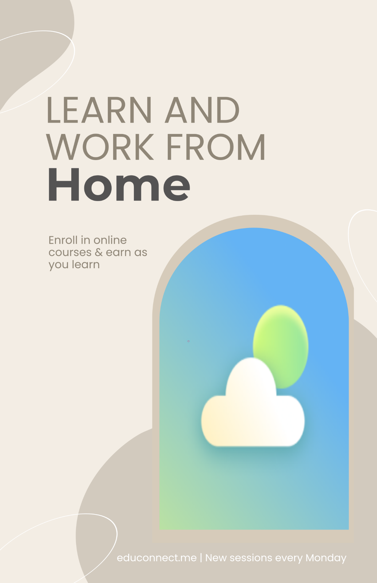 Free Learn and Work From Home Poster Template