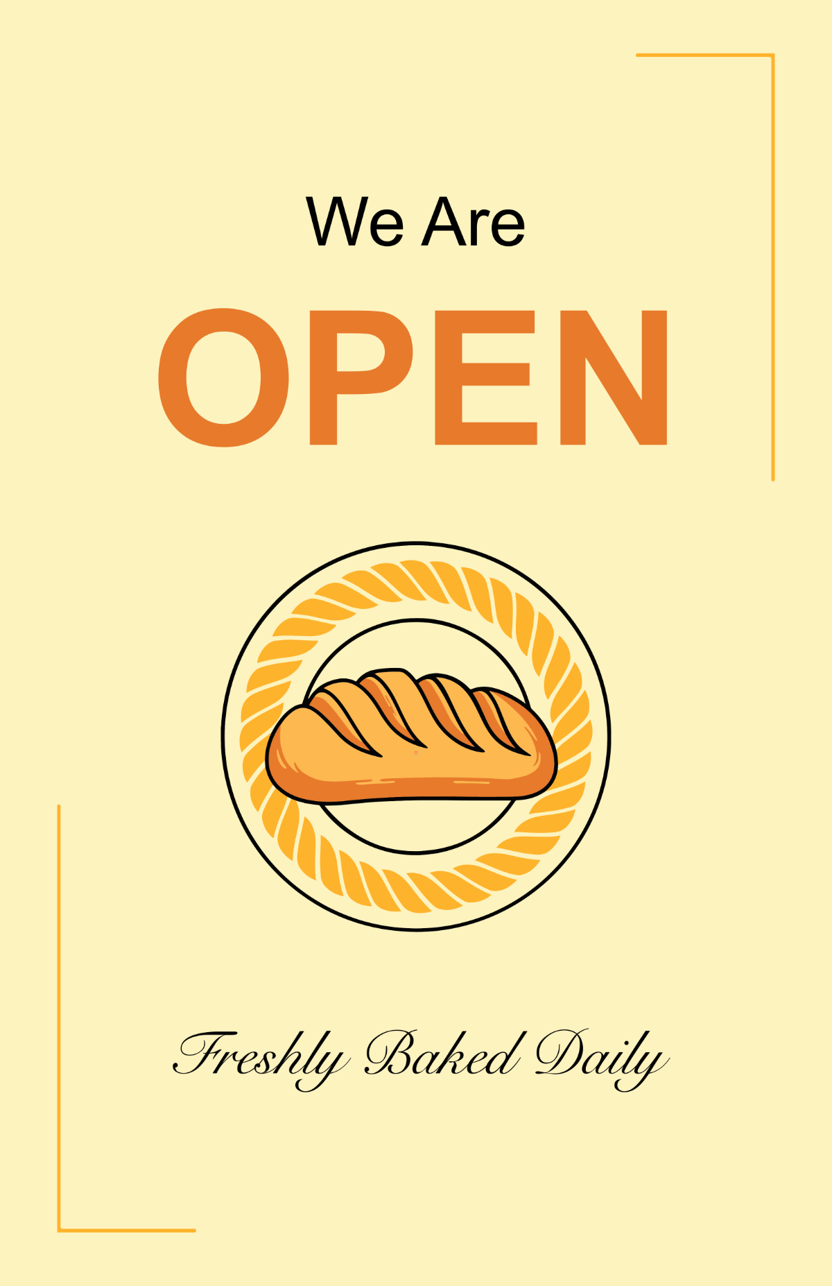 Free Simple We Are Open Bakery Poster Template to Edit Online