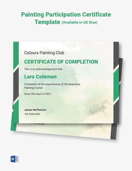 Painting Participation Certificate Template