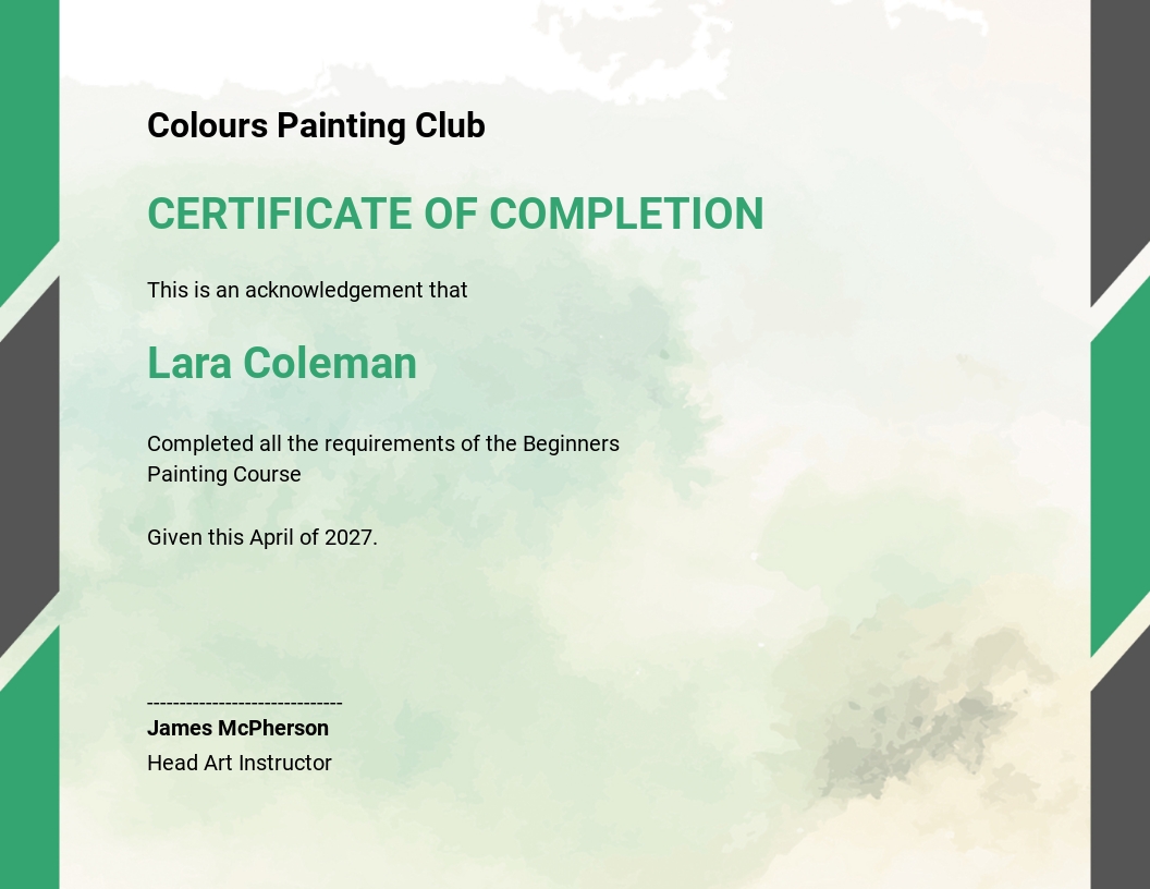 Painting Participation Certificate Template - Word