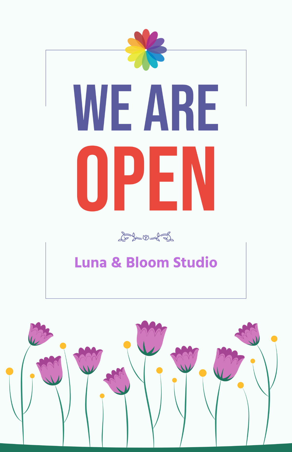Free Colorful We Are Open Sign Poster Template to Edit Online