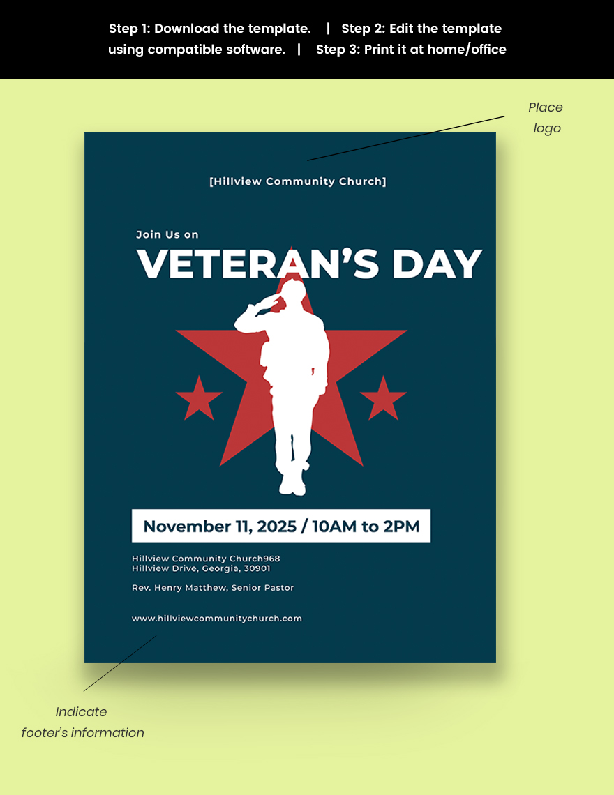 Veterans Day Church Flyer Template