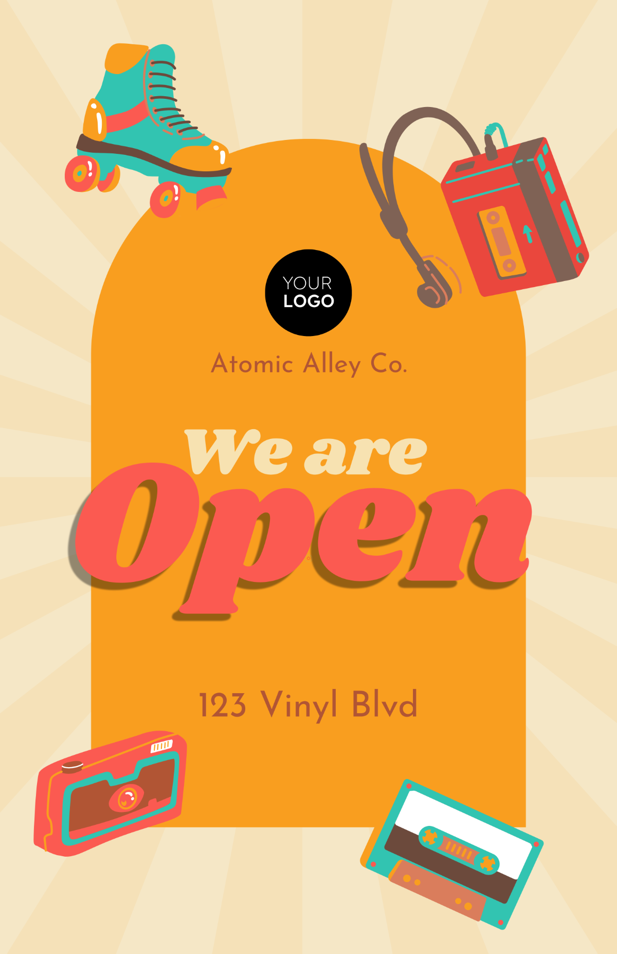 Free Retro We Are Open Poster Design Template to Edit Online