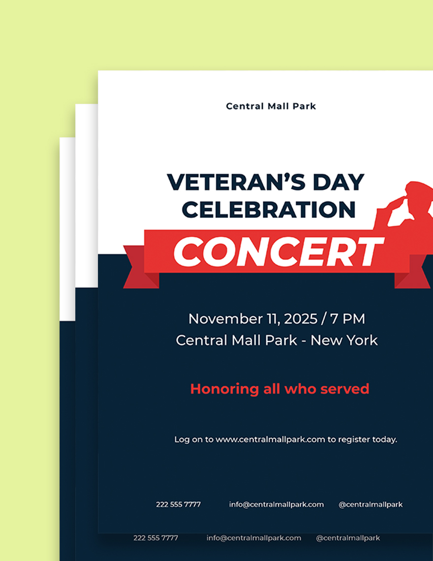 Veterans Day Celebration Concert Flyer Template Printable