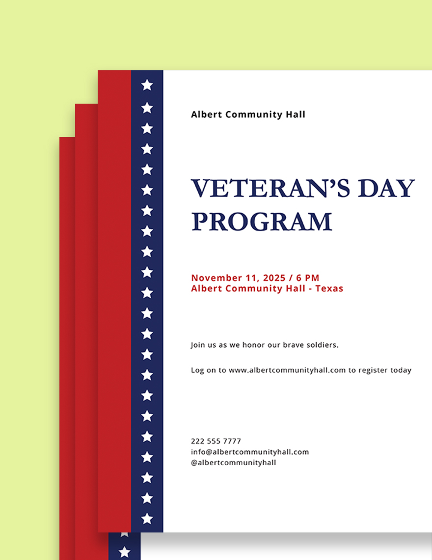 Free Veterans Day Program Template Download in Word, Illustrator, PSD