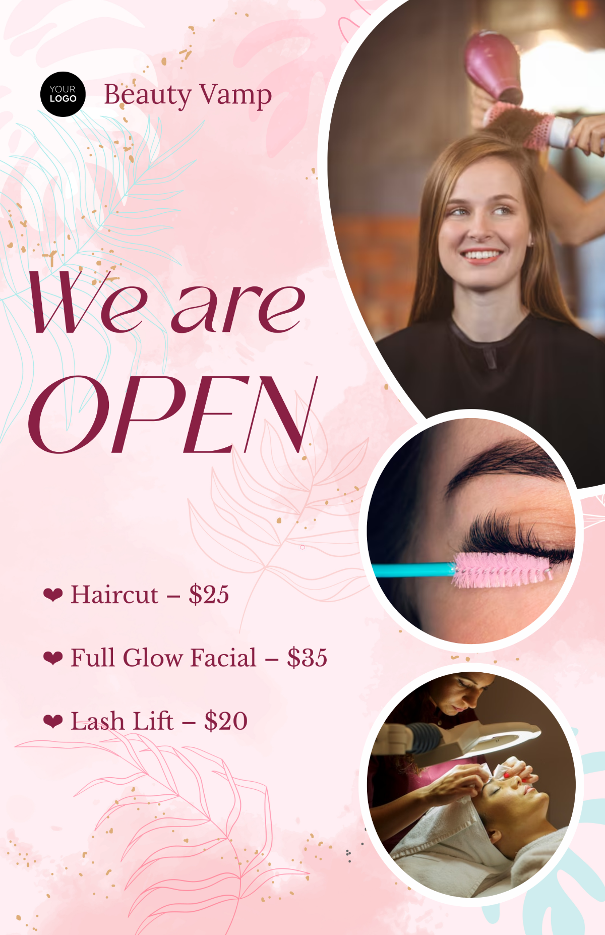 Free We Are Open Poster with Price List Template to Edit Online