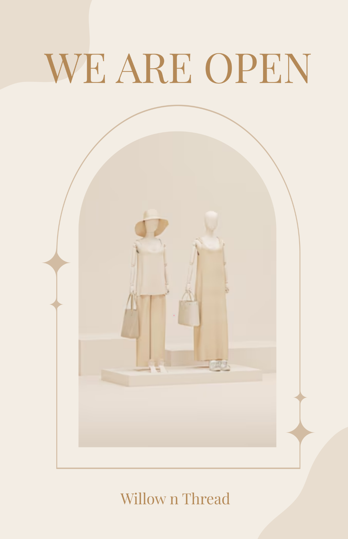 Free Aesthetic We Are Open Shop Poster Template to Edit Online