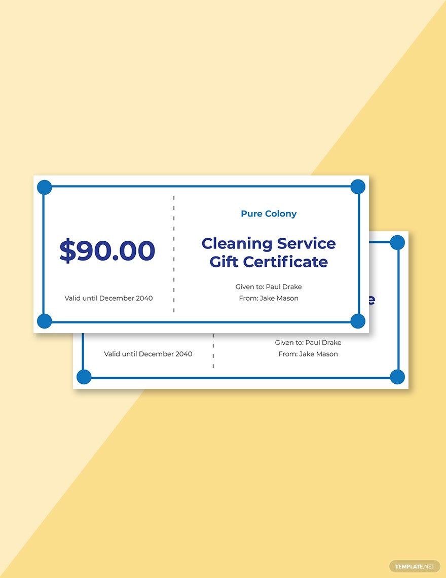 Cleaning Service Gift Certificate Template