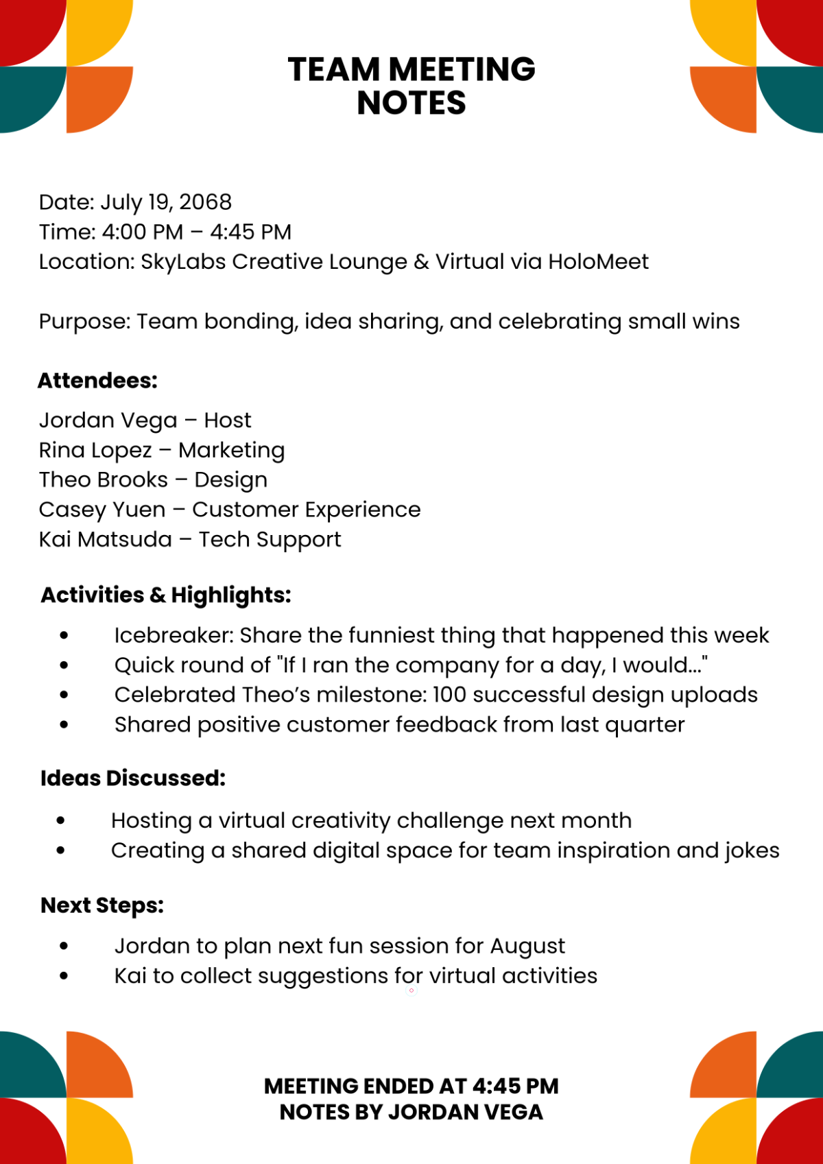 Free Colorful Fun Meeting Template