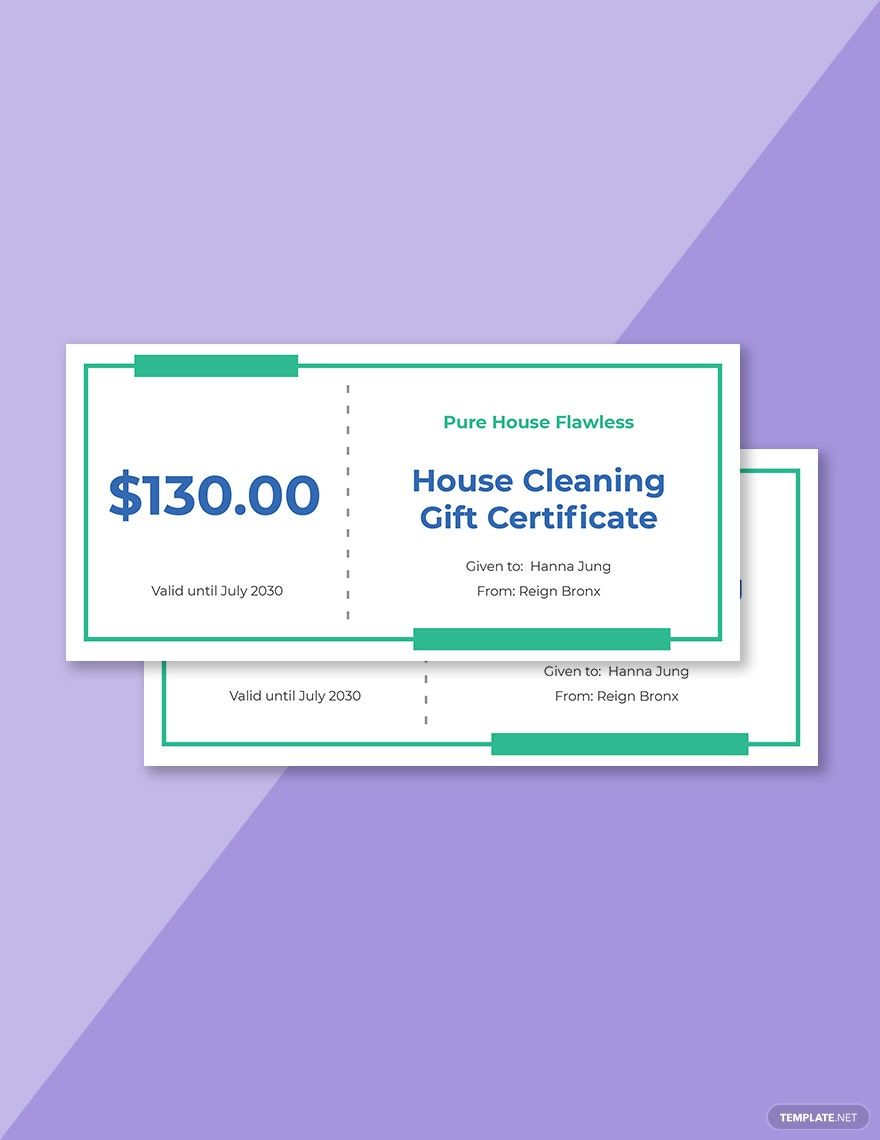 Cleaning Services Gift Certificates in Pdf Templates, Designs, Docs