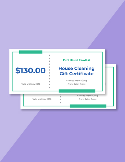 House Cleaning Gift Certificate Template - Word