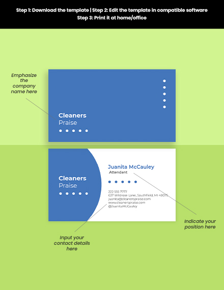 Free Residential Cleaning Service Business Card Template to Edit Online