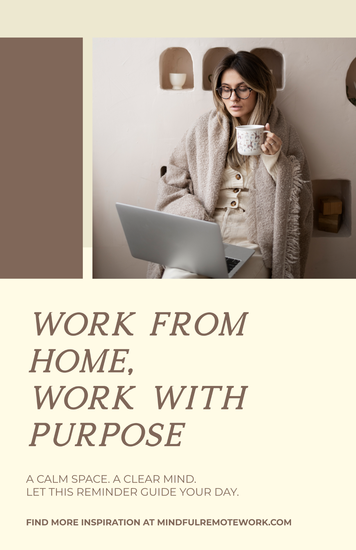 Free Beige Work From Home Wall Poster Template
