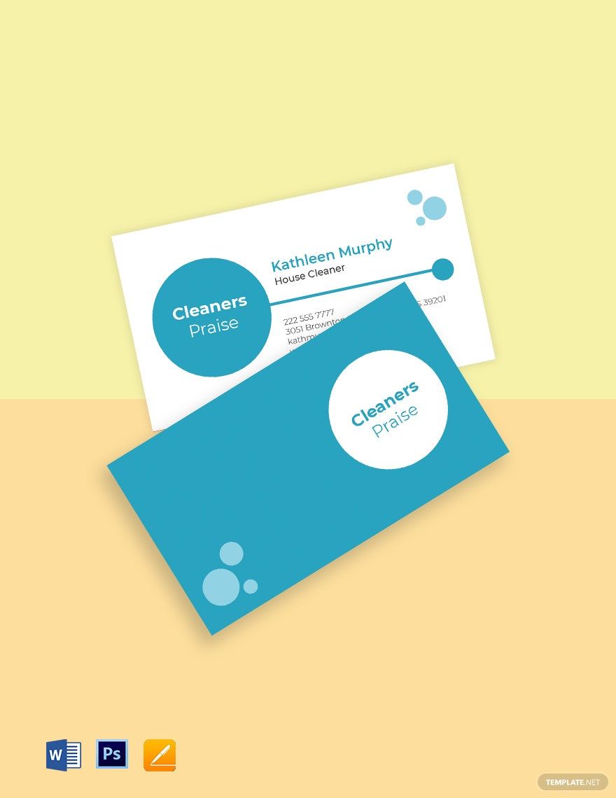 Sample Cleaning Business Card Template in Word, Google Docs, PSD, Publisher