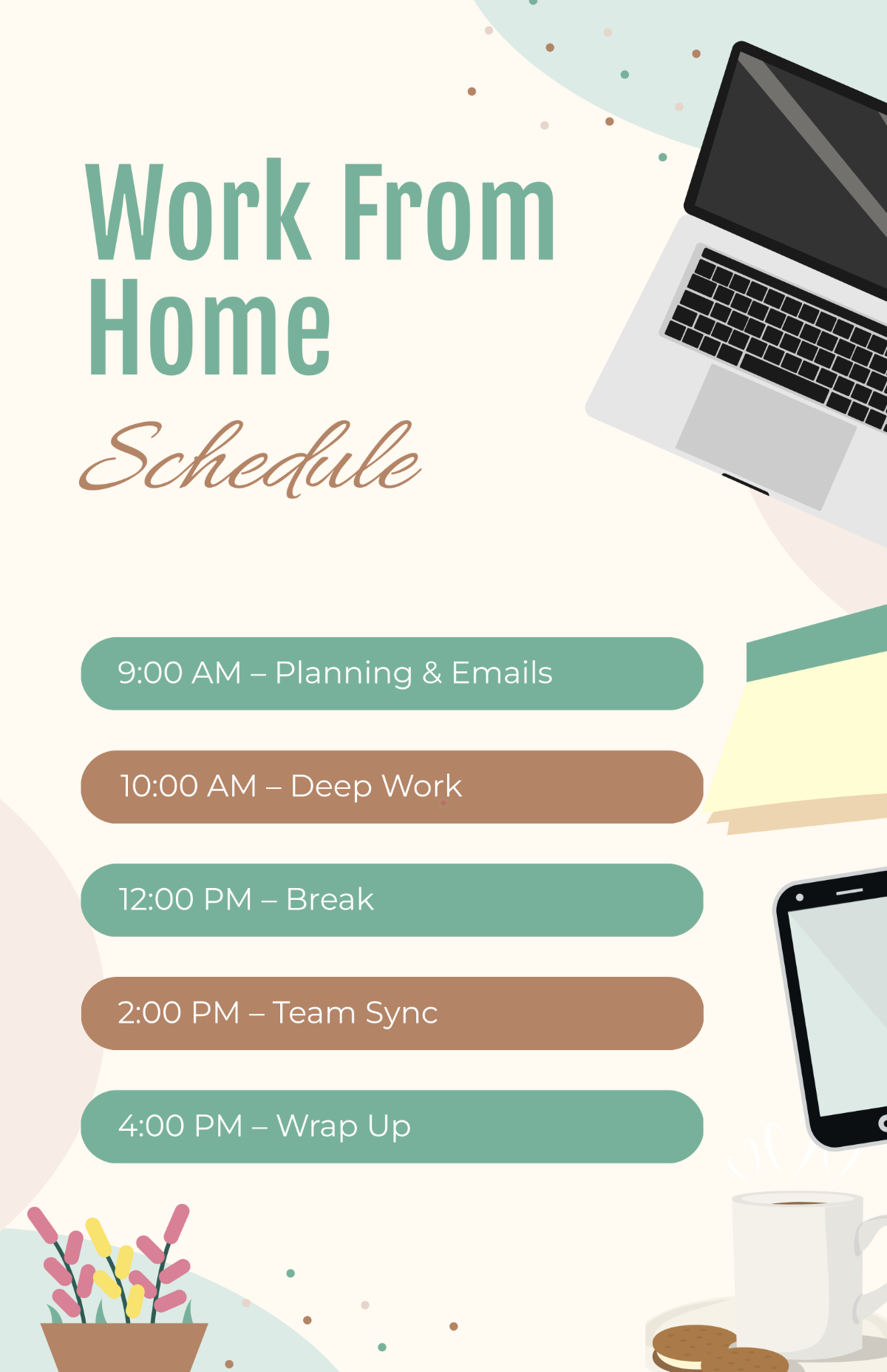 Free Creative Work From Home Schedule Poster Template