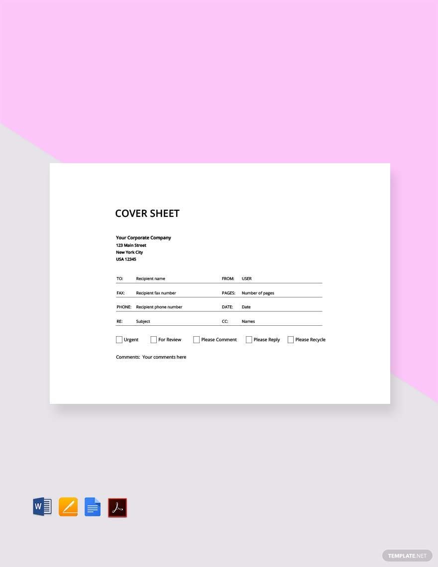 Cover Sheet Template Download in Word, Google Docs, PDF, Apple Pages
