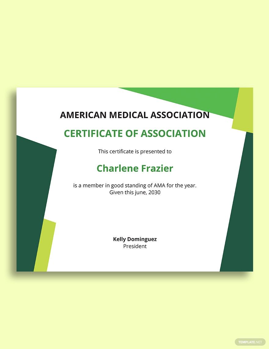Association Membership Certificate Template