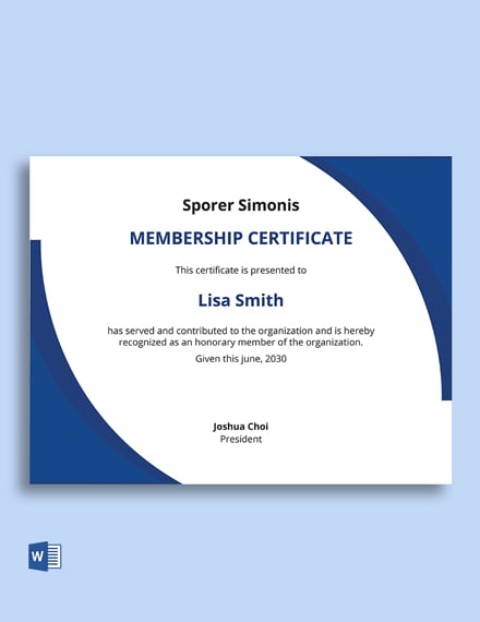 Honorary Membership Certificate Template