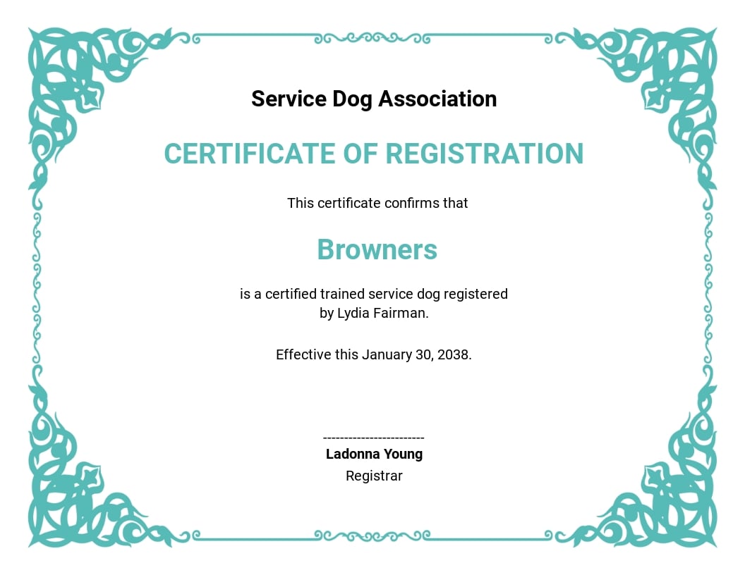 Free Service Animal Certification Template Word