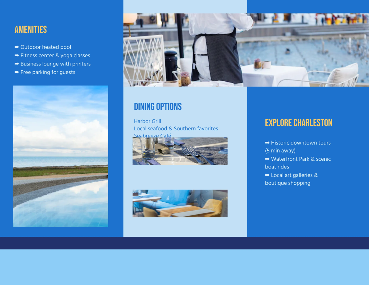 Free Blue Hospitality Brochure Template to Edit Online