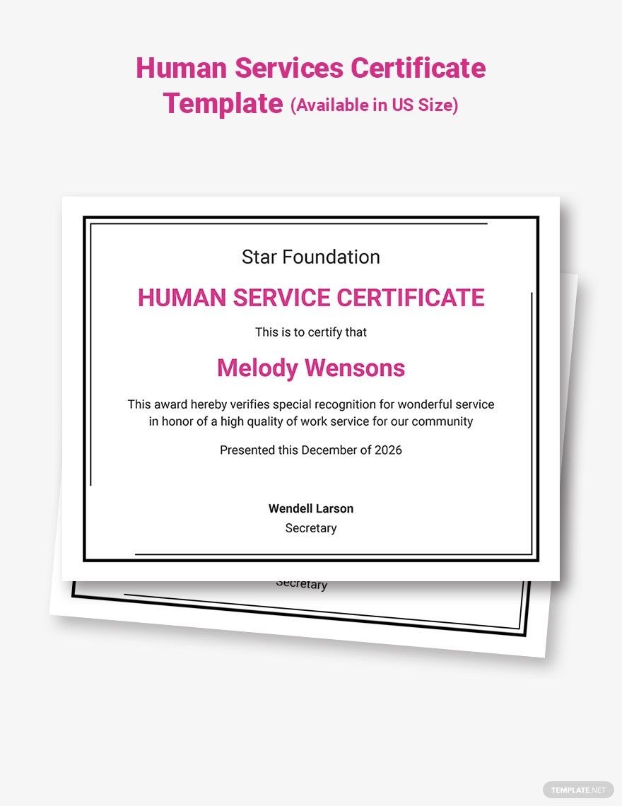 human services certificate Template