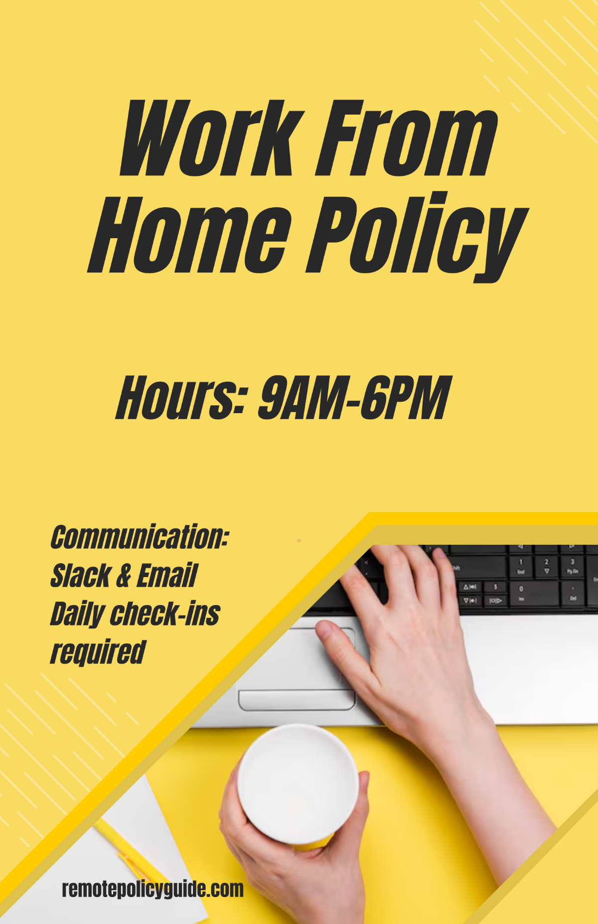 Free Yellow Work From Home Policy Poster Template