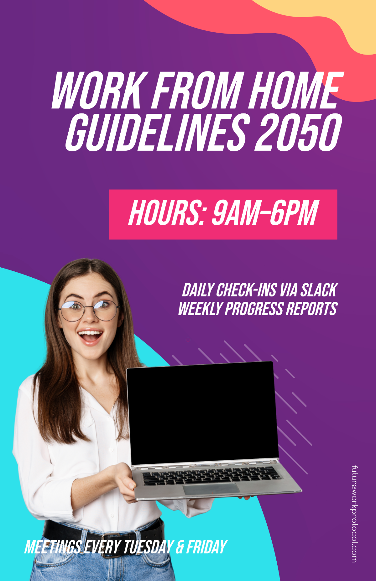 Free Modern Work From Home Guidelines Poster Template