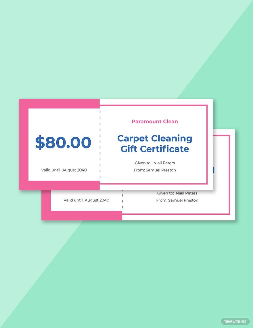 Carpet Cleaning Gift Certificate Template