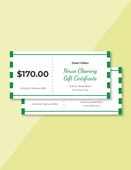 Blank House Cleaning Gift Certificate Template - Word