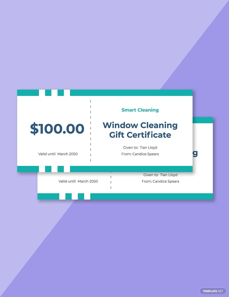 Window Cleaning Gift Certificate Template