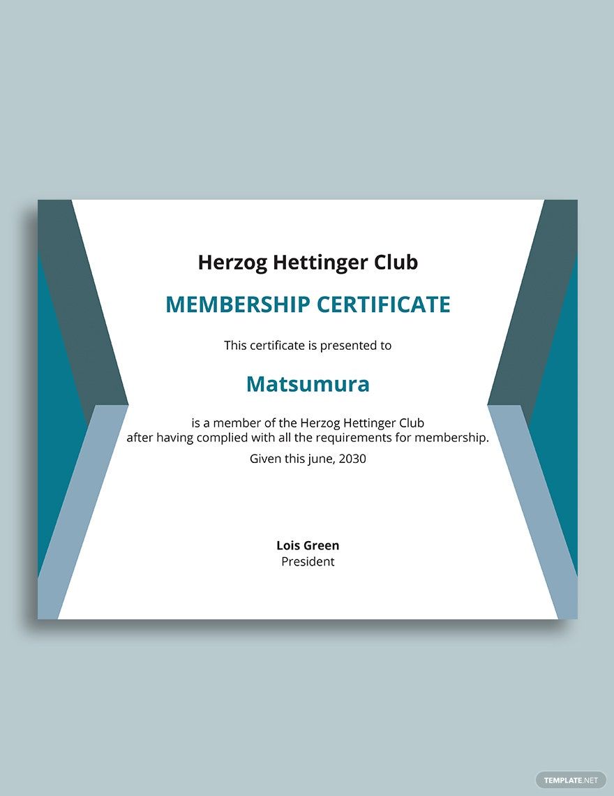 Sample  Club Membership Certificate Template