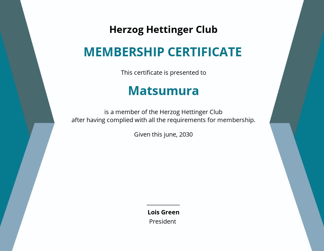 Club Membership Certificate Template - Word
