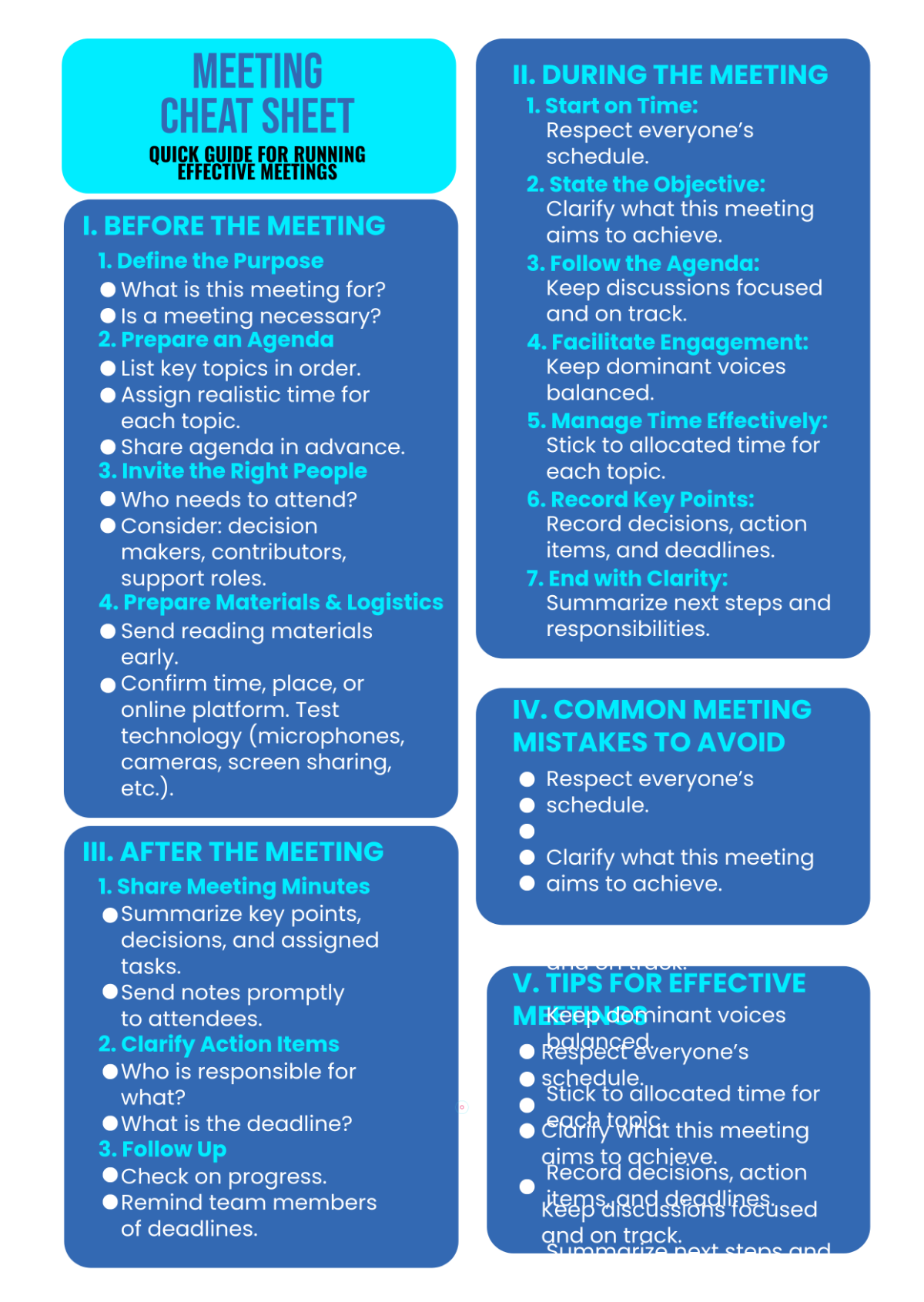 Free Meeting Cheat Sheet Template