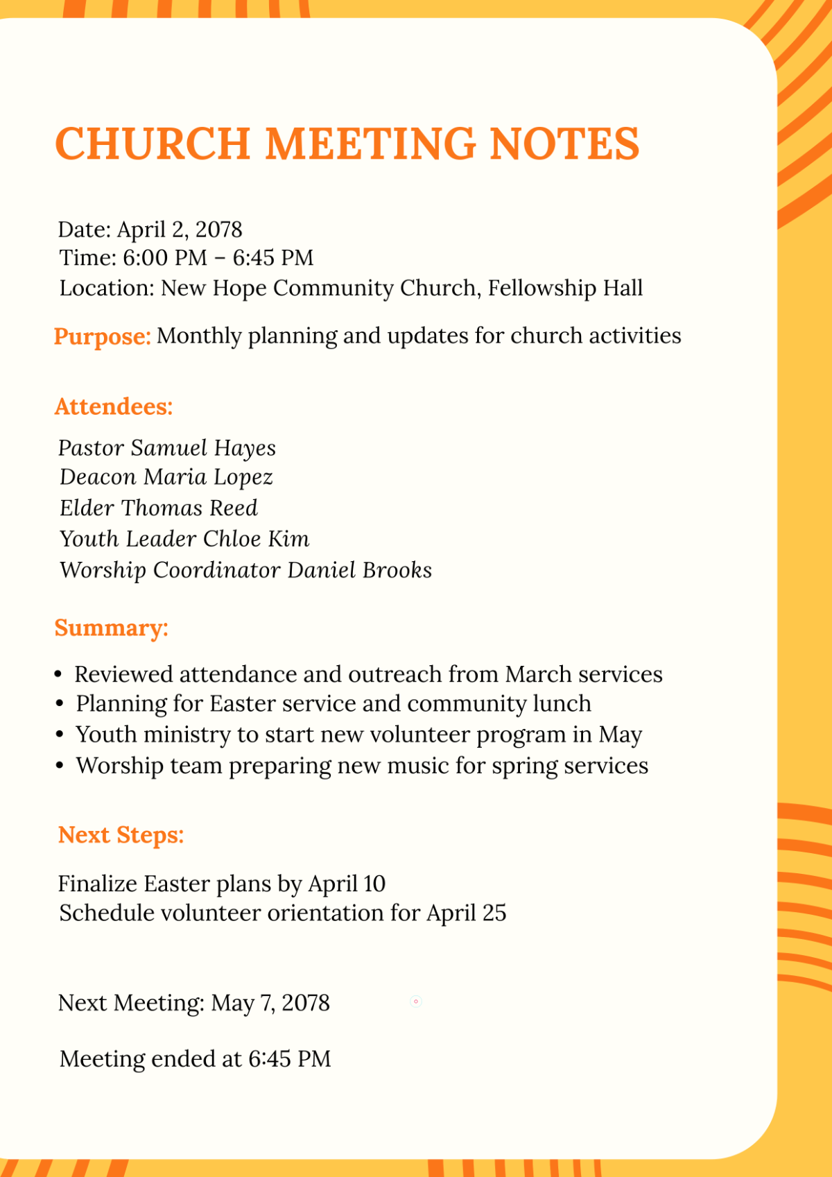 Aesthetic Church Meeting Template