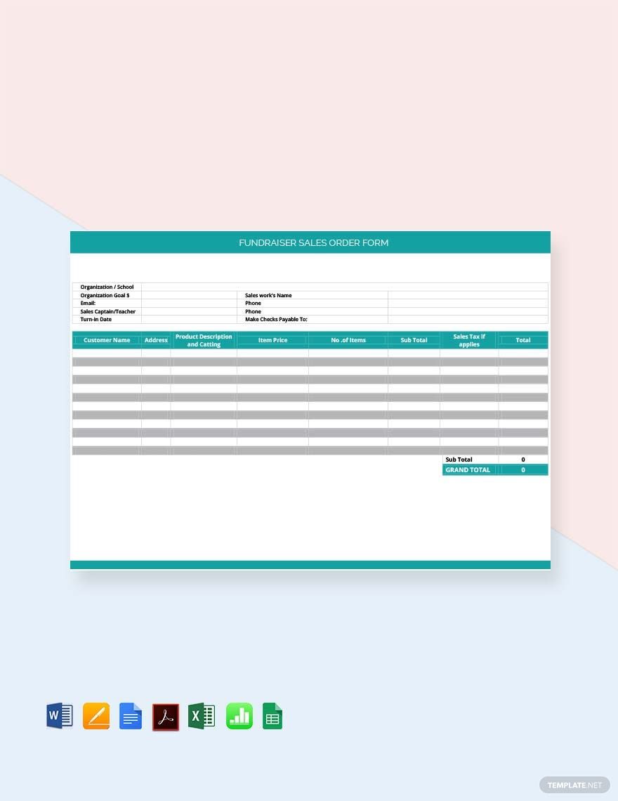 Fundraiser Order Form Template