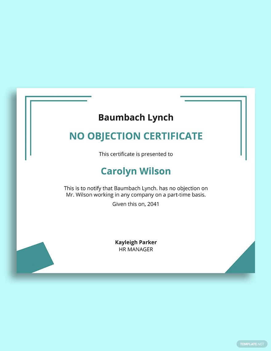 Free Application For No Objection Certificate Template